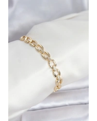 Pirinç Gold Renk VIP Seri Zincir Model Zirkon Taşlı Kadın Bileklik