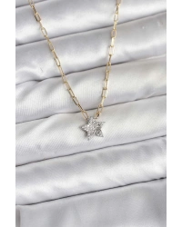 Pirinç Gold Renk Zincirli Zirkon Taşlı Minimal Yıldız Model Kadın Kolye