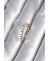 Pirinç Gold Renk Zirkon Taş Detay Kadın Yüzük