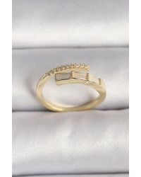 Pirinç Gold Renk Zirkon Taş Detaylı Yılan Model Ayarlanabilir Yüzük