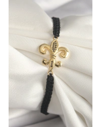 Pirinç Gold Renk Zirkon Taş İşlemeli Zambak Figür Asansörlü Makrome Model Kadın Bileklik