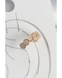 Pirinç Gold Renk Zirkon Taşlı Bal Peteği Model Kadın Kıkırdak Küpe