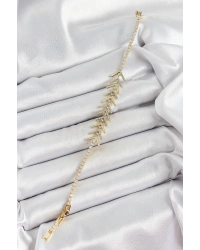 Pirinç Gold Renk Zirkon Taşlı Balık Sırtı Kadın Bileklik