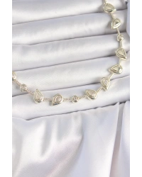 Pirinç Gold Renk Zirkon Taşlı Damla Model VIP Seri Exclusive Kadın Kolye