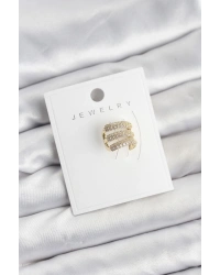Pirinç Gold Renk Zirkon Taşlı Earcuff Kıkırdak Küpe