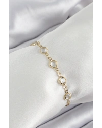 Pirinç Gold Renk Zirkon Taşlı Kadın Bileklik