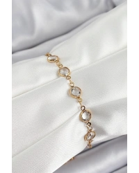 Pirinç Gold Renk Zirkon Taşlı Kadın Bileklik