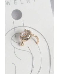 Pirinç Gold Renk Zirkon Taşlı Kadın Kıkırdak Küpe