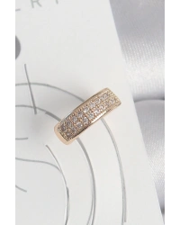 Pirinç Gold Renk Zirkon Taşlı Kadın Kıkırdak Küpe