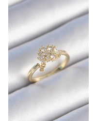 Pirinç Gold Renk Zirkon Taşlı Kadın Yüzük