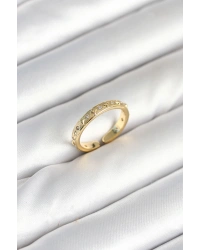 Pirinç Gold Renk Zirkon Taşlı Kadın Yüzük