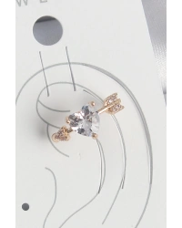 Pirinç Gold Renk Zirkon Taşlı Kalp Ok Model Kadın Kıkırdak Küpe