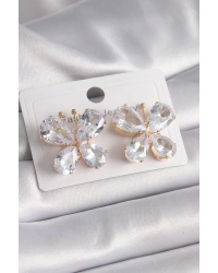 Pirinç Gold Renk Zirkon Taşlı Kelebek Model Kadın Küpe