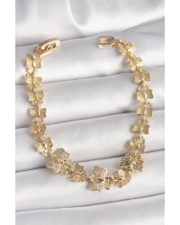 Pirinç Gold Renk Zirkon Taşlı Kelebek Model Zincir Kadın Bileklik
