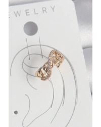 Pirinç Gold Renk Zirkon Taşlı Sonsuzluk Zincir Model Kadın Kıkırdak Küpe