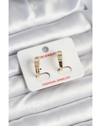 Pirinç Gold Renk Zirkon Taşlı Vintage Kadın Küpe