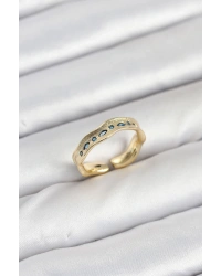 Pirinç Gold Renk Zirkon Taşlı Vintage Kadın Yüzük