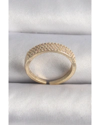 Pirinç Gold Renk Zirkon Taşlı VIP Seri Kadın Yüzük