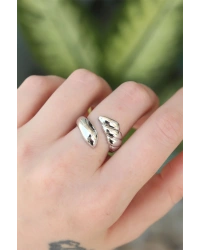 Pirinç Gümüş Renk Ayarlanabilir Sarmal Yüzük