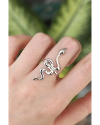 Pirinç Gümüş Renk Ayarlanabilir Yılan Yüzük