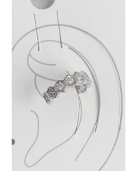 Pirinç Gümüş Renk Bal Peteği Model Zirkon Taşlı Kadın Kıkırdak Küpe