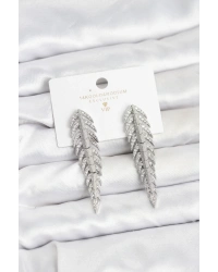 Pirinç Gümüş Renk Balık Sırtı Model Zirkon Taşlı Kadın Küpe