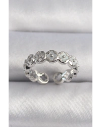 Pirinç Gümüş Renk Beyaz Sedefli Yonca Model Kadın Yüzük