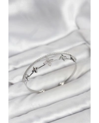 Pirinç Gümüş Renk Çiçek Model Kadın Bileklik