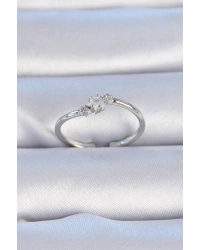 Pirinç Gümüş Renk Çiçek Model Zirkon Taş Detay Kadın Yüzük