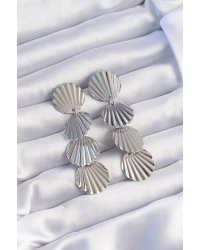 Pirinç Gümüş Renk Deniz Kabuğu Model Sallantılı Küpe