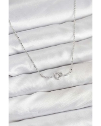 Pirinç Gümüş Renk Düğüm Kalp Model Kadın Kolye