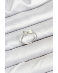 Pirinç Gümüş Renk Fiyonk Model Kadın Yüzük