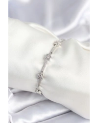 Pirinç Gümüş Renk Halley Yıldız Model Kadın Bileklik