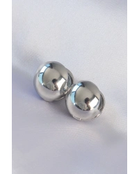 Pirinç Gümüş Renk İçi Boş Minimal Topçuk Küpe