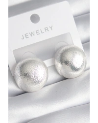 Pirinç Gümüş Renk İşleme Detay Top Model Kadın Küpe