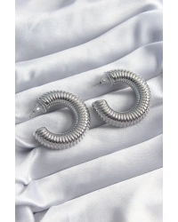 Pirinç Gümüş Renk İşleme Halka Model Kadın Küpe