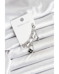 Pirinç Gümüş Renk Kadın Set Küpe