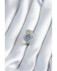 Pirinç Gümüş Renk Kalp Model Yıldız Zirkon Taş Detay Kadın Yüzük