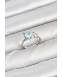 Pirinç Gümüş Renk Kelebek Model Kadın Yüzük