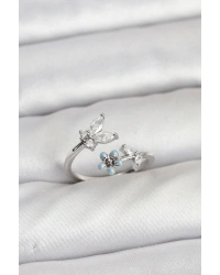 Pirinç Gümüş Renk Kelebek Model Kadın Yüzük