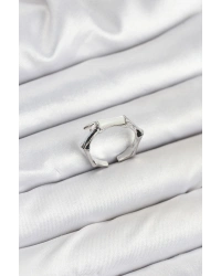 Pirinç Gümüş Renk Kemik Model Kadın Yüzük