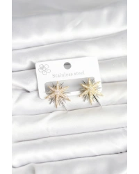 Pirinç Gümüş Renk Kutup Yıldızı Kadın Küpe