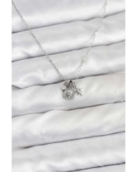 Pirinç Gümüş Renk Minimal Charmlı Kadın Kolye