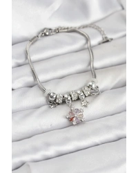 Pirinç Gümüş Renk Renkli Yıldız Charmlı Kadın Bileklik