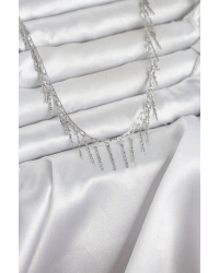 Pirinç Gümüş Renk Saçaklı Model Kadın Kolye