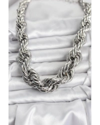 Pirinç Gümüş Renk Sarmal Halat Model Kadın Kolye