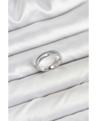 Pirinç Gümüş Renk Sıralı Zirkon Taşlı Kutup Yıldızı Model Kadın Yüzük