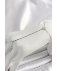 Pirinç Gümüş Renk Su Yolu Zirkon Taşlı Yıldız Model Kadın Şahmeran