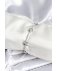 Pirinç Gümüş Renk Yıldız Model Kadın Bileklik