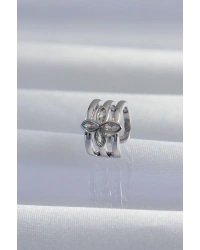 Pirinç Gümüş Renk Yonca Earcuff Küpe